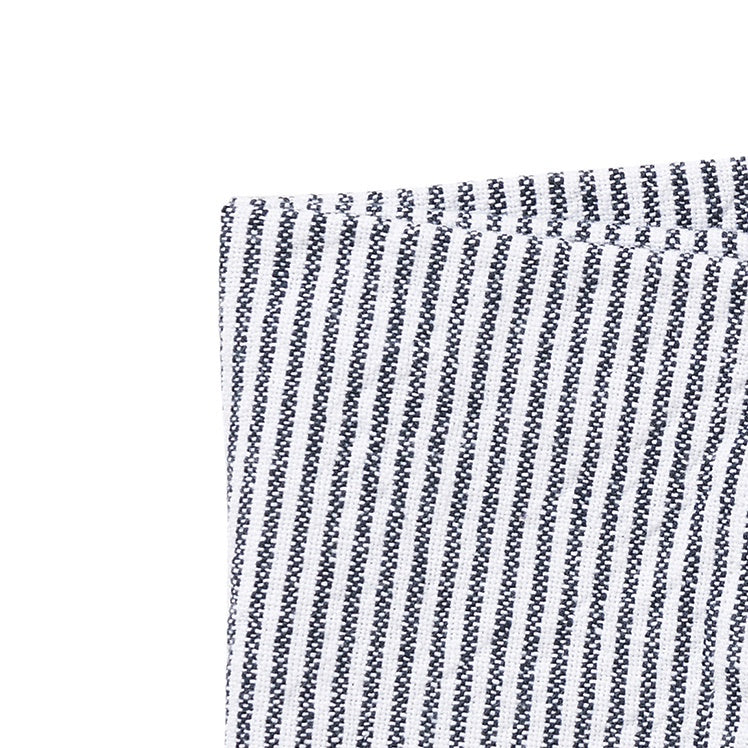Striped washed cotton tea towel navy