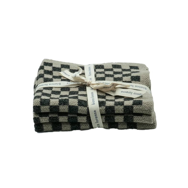 Set of 3 cotton cloths graphite check