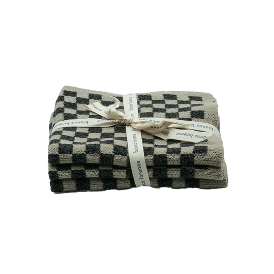 Set of 3 cotton cloths graphite check