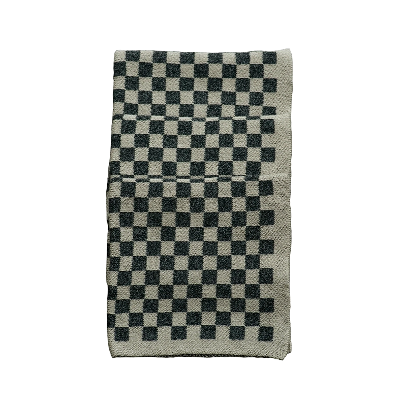 Set of 3 cotton cloths graphite check