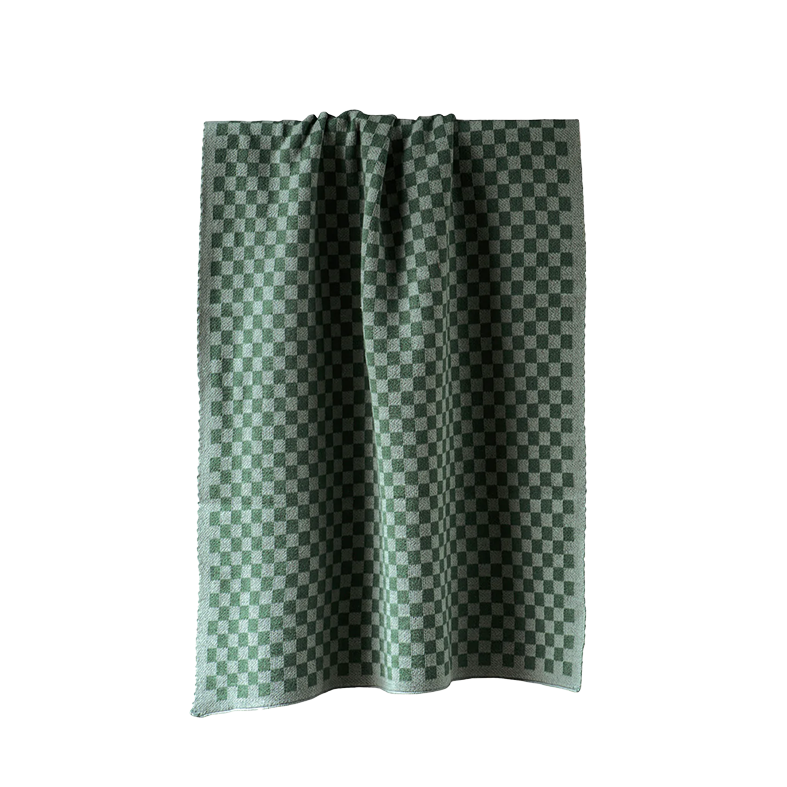 Check cotton hand towel sage