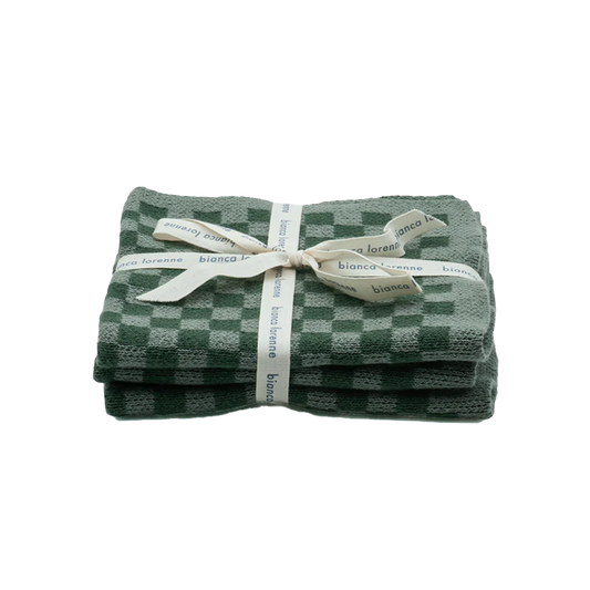 Set of 3 cotton cloths sage check
