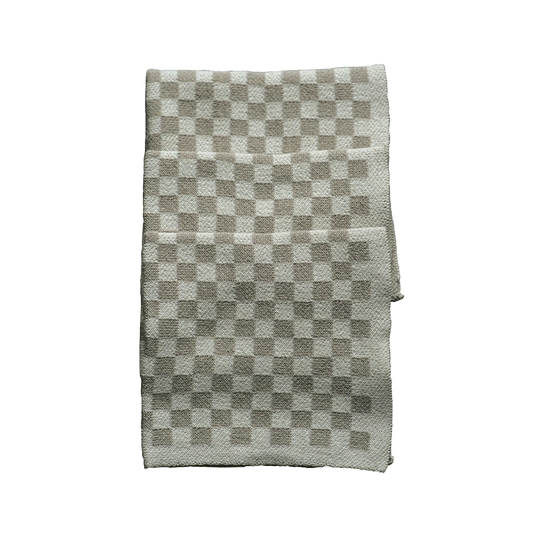 Set of 3 cotton cloths taupe check