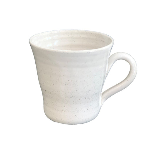 NZ made tapered ceramic mug speckled white