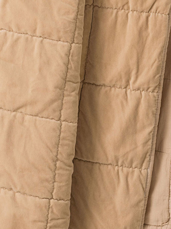 Cotton velvet quilted throw biscuit 140 x 180cm