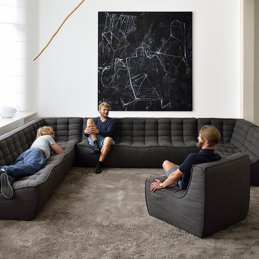Sebastian square sofa corner seat dark grey