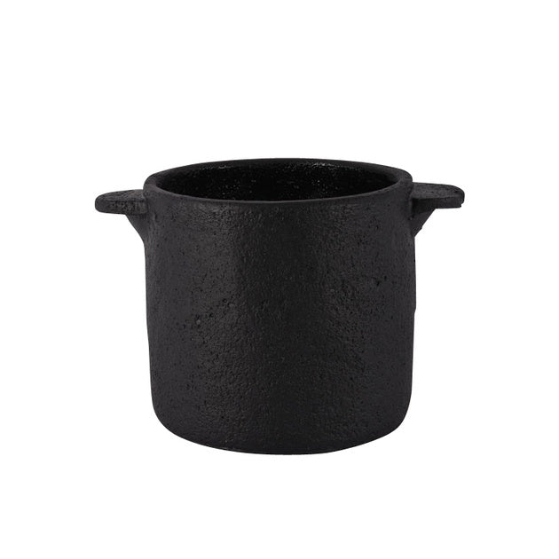 Flat handle cement planter black