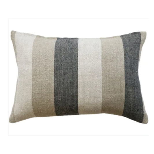 Stripe linen cushion cover charcoal 40 x 60cm