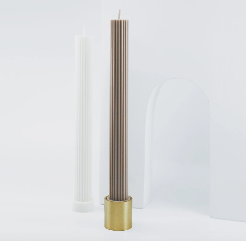 Column candleholder brass