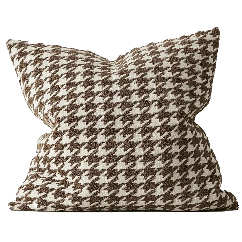 Boucle houndstooth cushion cover cocoa 50cm