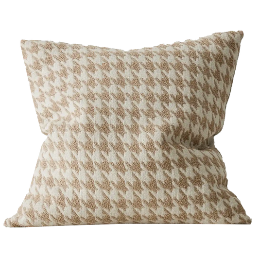 Boucle houndstooth cushion cover oatmeal 50cm