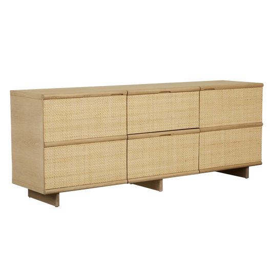 Hartley woven rattan sideboard light oak