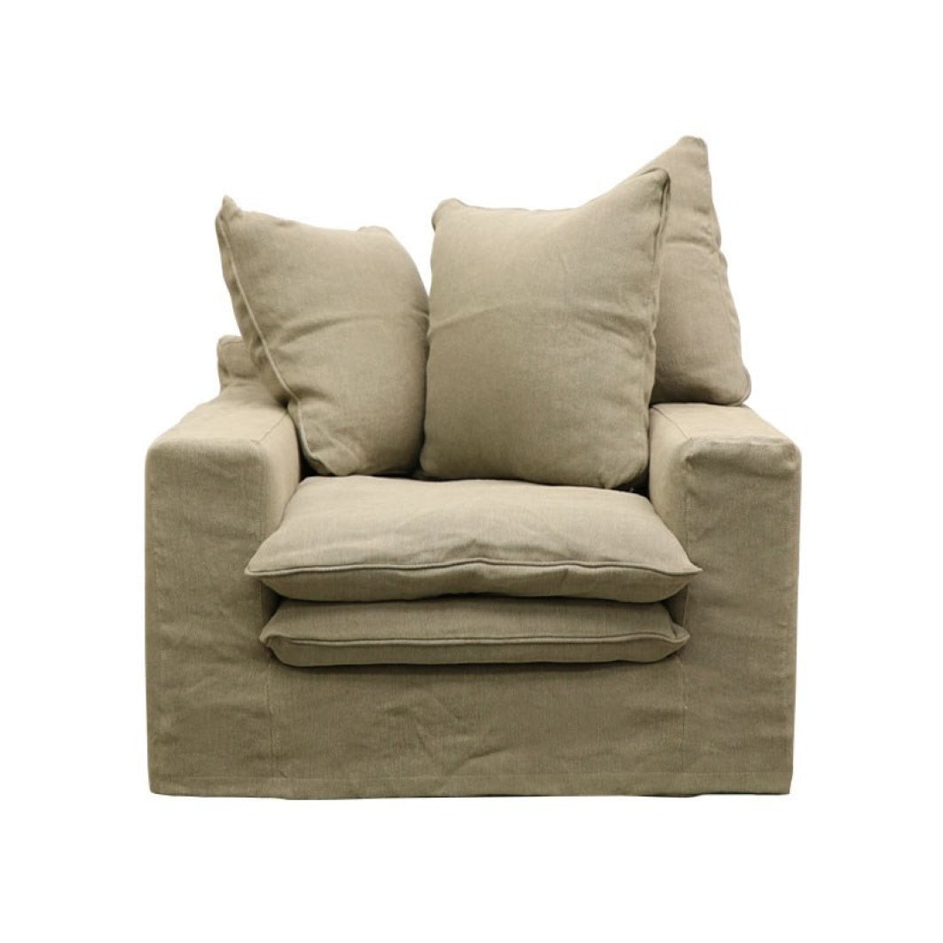 Asher slip cover armchair olive