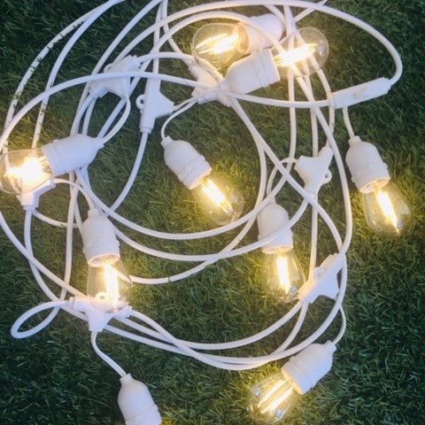 Outdoor vintage hanging party lights 10m white