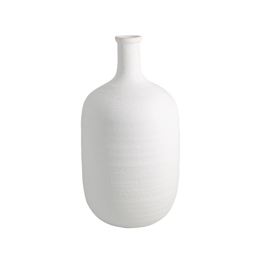 Textured bottle vase white 29cm