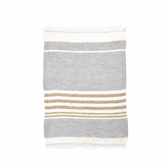 Belgium linen hand towel ash stripe