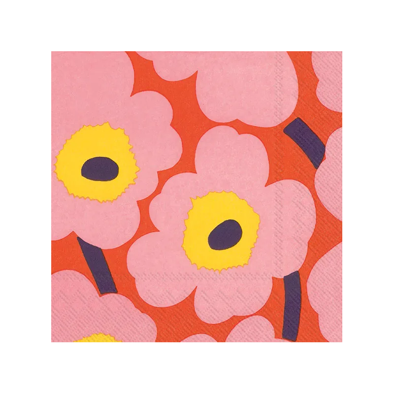 Marimekko unikko paper napkins set of 20 rose & orange