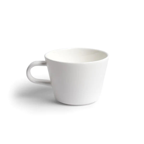 A fine, light cup, created by Acme for modern espresso. The 170ml Roman cup is ideal for serving black coffee drinkers, this cup is made from durable porcelain and glazed in a crisp milk white. Dimensions: 6cm high x 8.2cm diameter, base diameter 4.9cm Capacity: 170mls Colour: white Dishwasher safe.