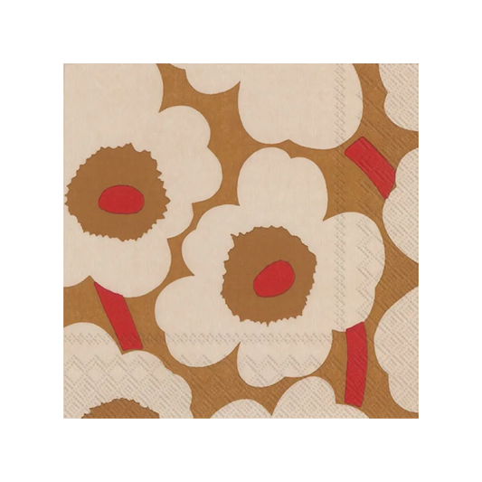 Marimekko unikko paper napkins set of 20 linen & red