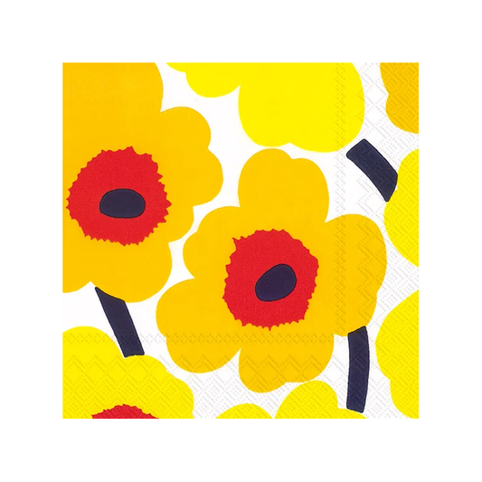 Marimekko unikko paper napkins set of 20 yellow