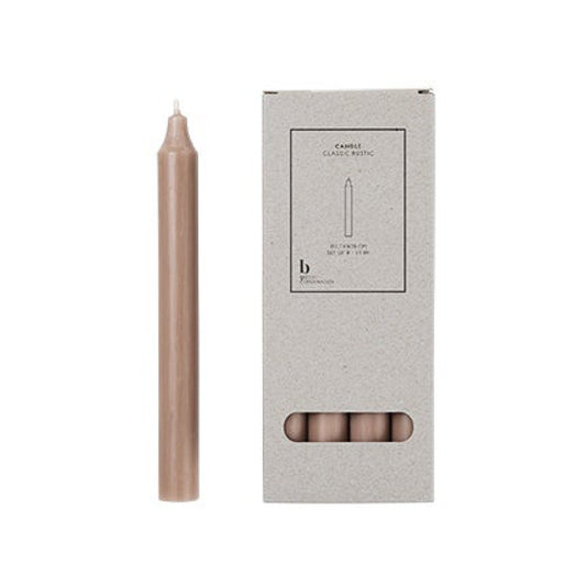 Broste set of 8 taper candles 20cm linen