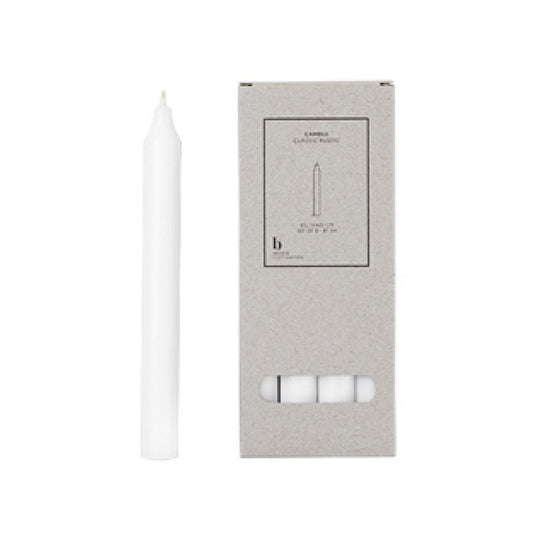 Broste set of 8 taper candles 20cm white