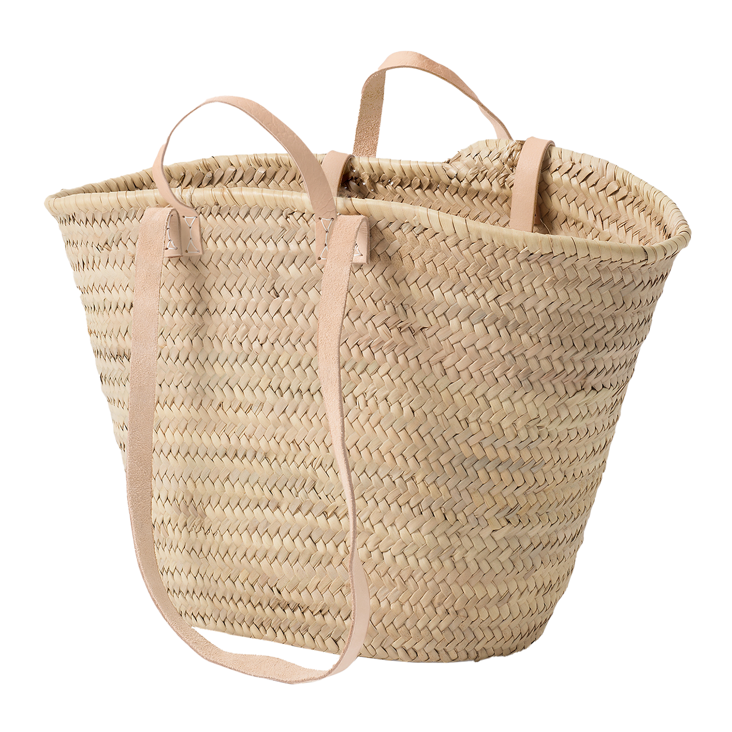 Moroccan shopper basket bag with long & short leather handles