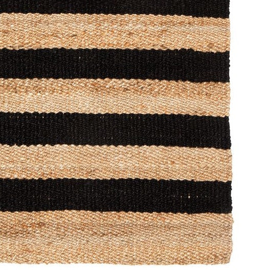 Nautica black stripe jute door mat 60 x 90cm