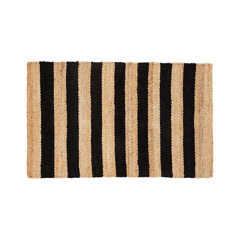 Nautica black stripe jute door mat 60 x 90cm