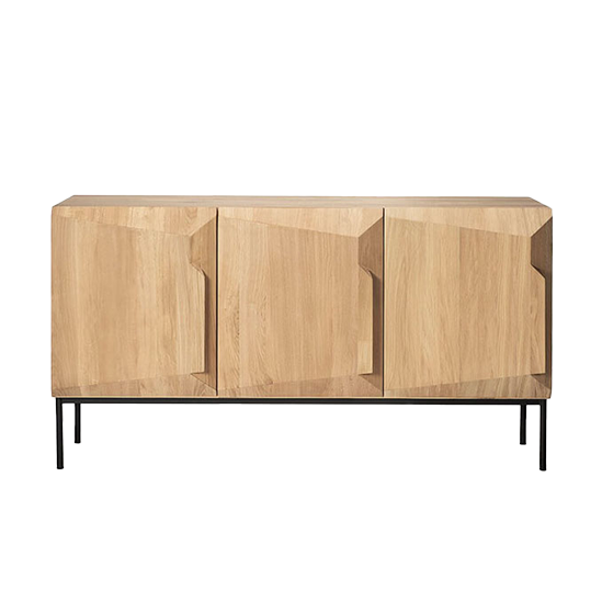 Oak angled sideboard 3-door 150cm natural