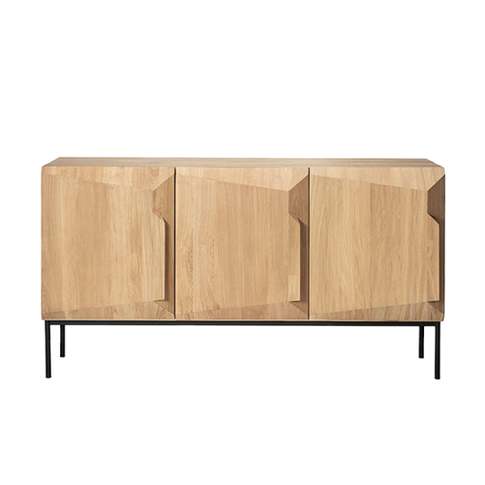 Oak angled sideboard 3-door 150cm natural