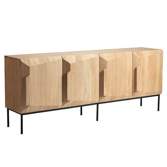 Oak angled sideboard 4-door 200cm natural