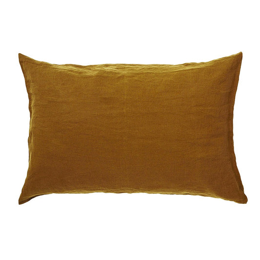 Pair of linen pillowcases ochre