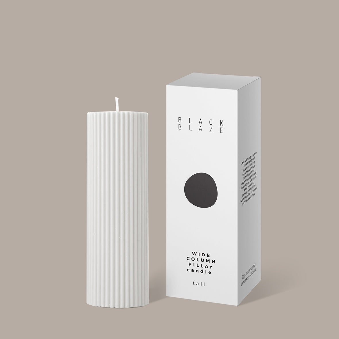 Ridged pillar candle white