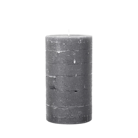 Broste rustic pillar candle grey 18cm high