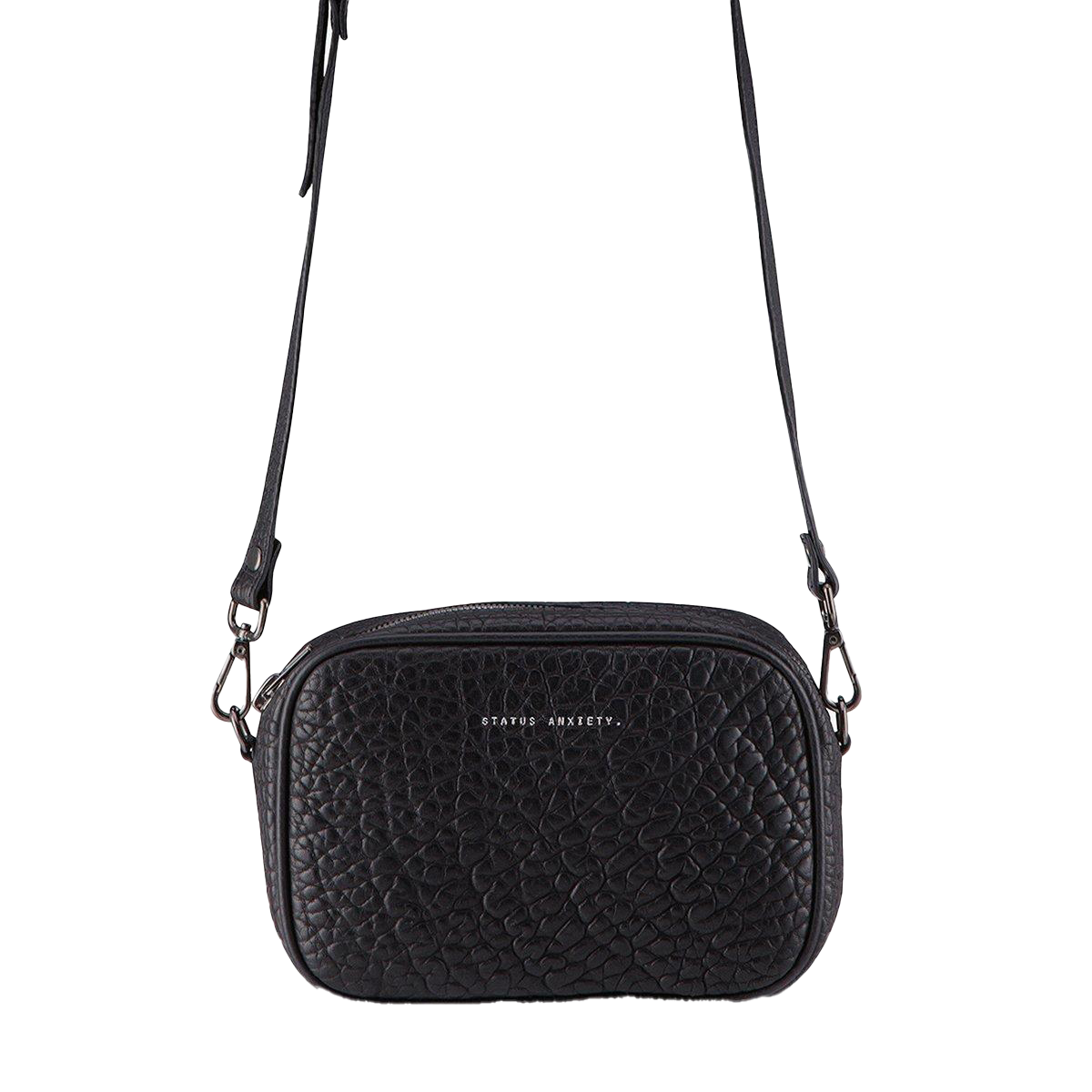 Plunder shoulder bag black bubble leather