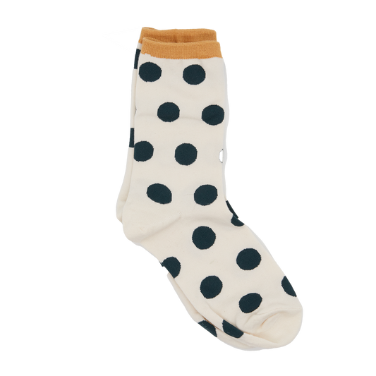 Polka dot socks white with black spots