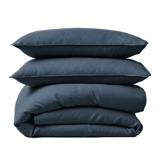 Ravello French flax linen duvet cover denim