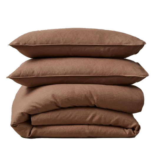 Ravello French flax linen duvet cover biscuit