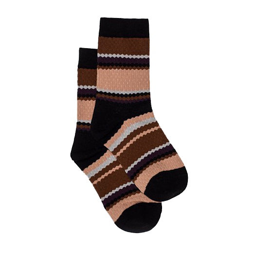 Retro stripe socks black and natural