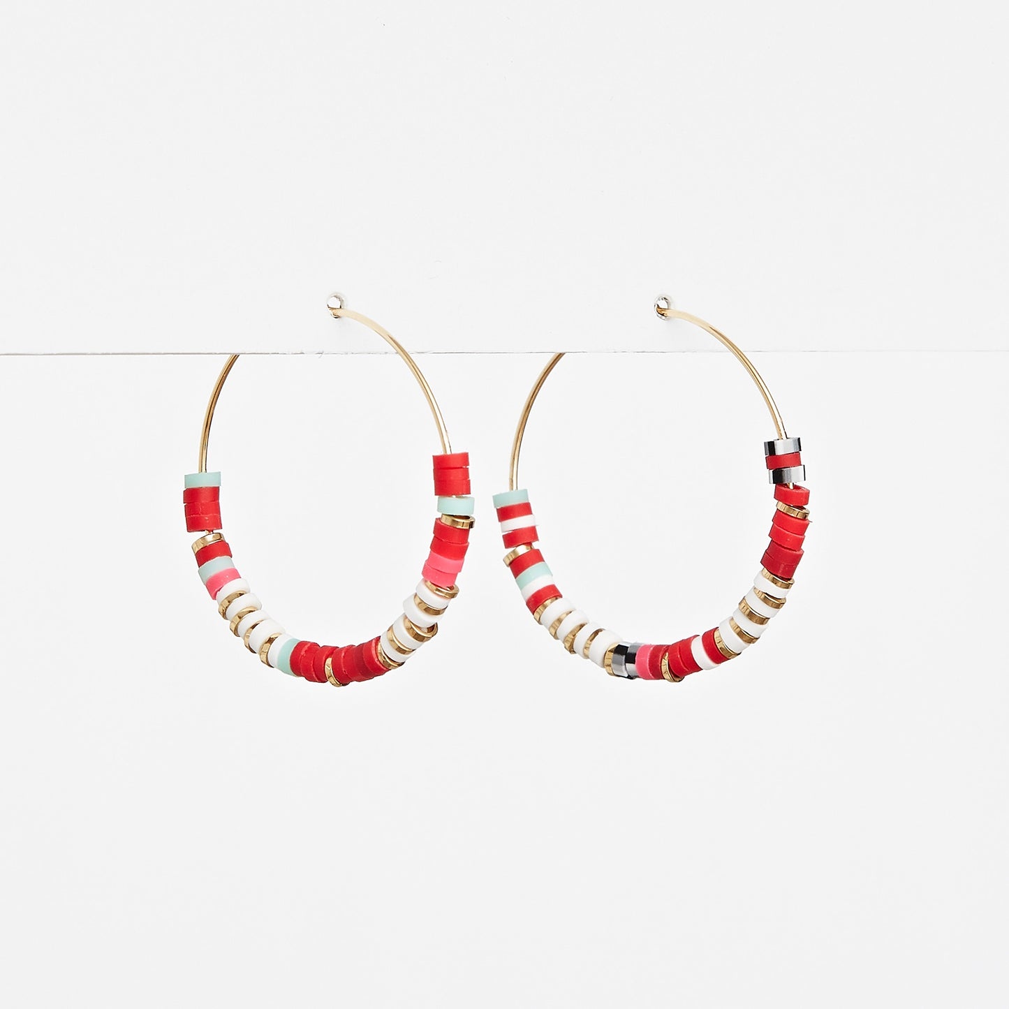 S+G multi wire hoop earrings coral