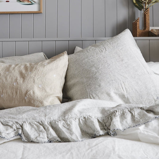 SOW pinstripe linen fitted sheet