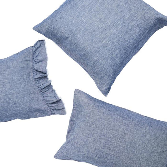 SOW denim linen pillowcases with ruffle