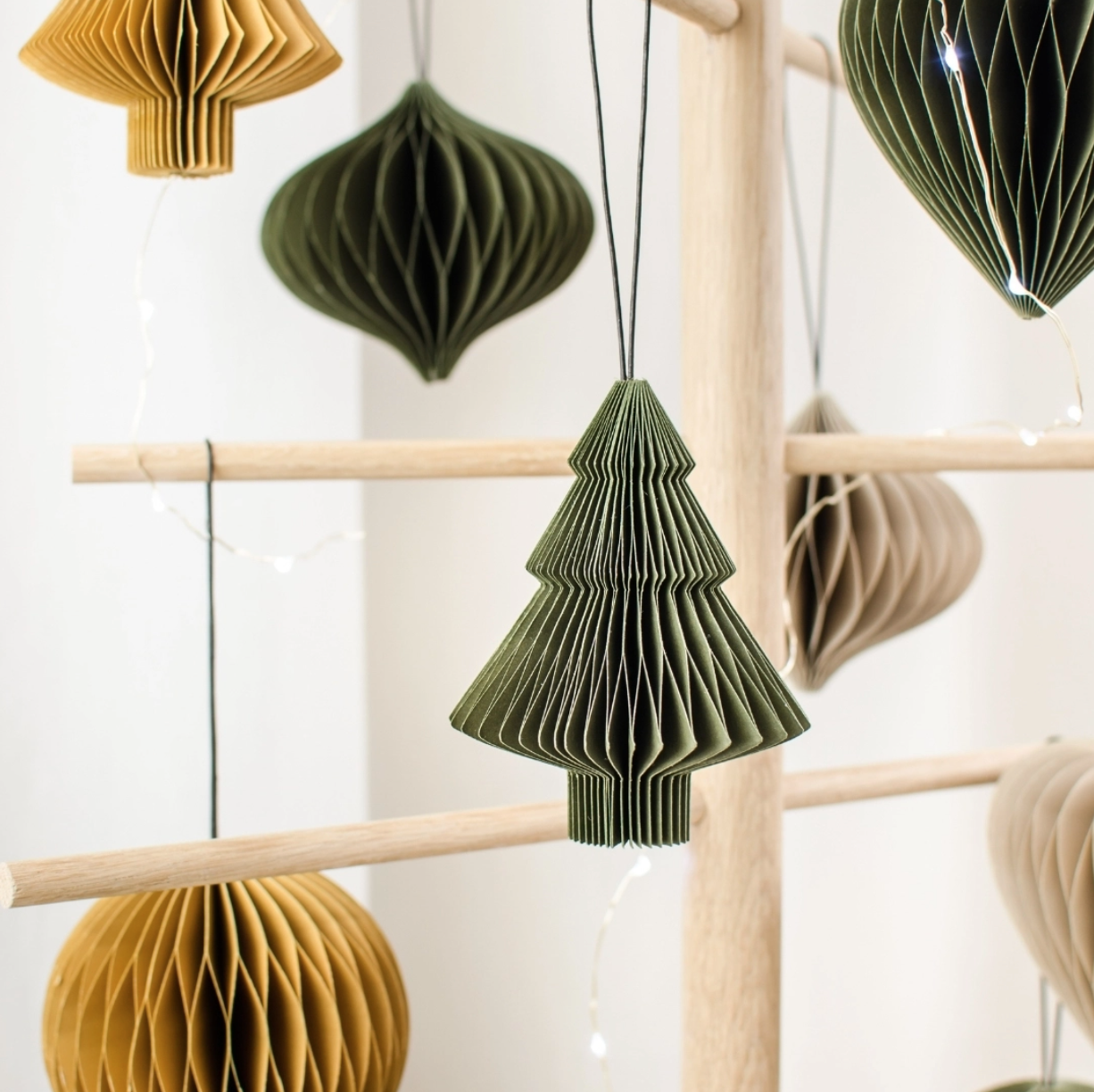 Hanging paper ornament xmas tree olive