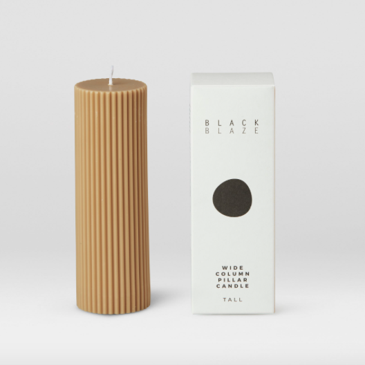 Ridged pillar candle honey