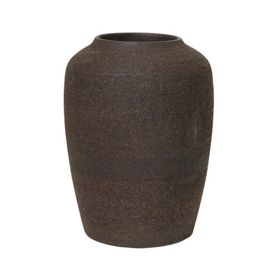 Gorgeous clay ceramic vase by Broste Copenhagen.   Featuring a warm, rustic textured surface and classic shape to beautifully hold a bouquet.   Dimensions: 25cm high x 19cm diameter   Colour: raw brown 