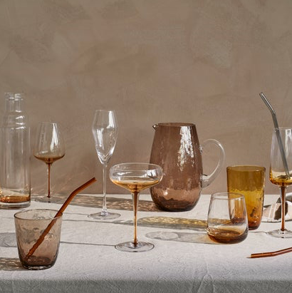 Broste hammered glass tumbler brown