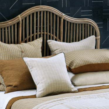 Rattan headboard antique grey