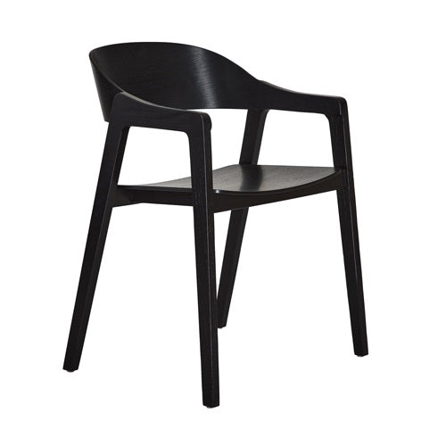 Sierra oak plywood dining armchair black