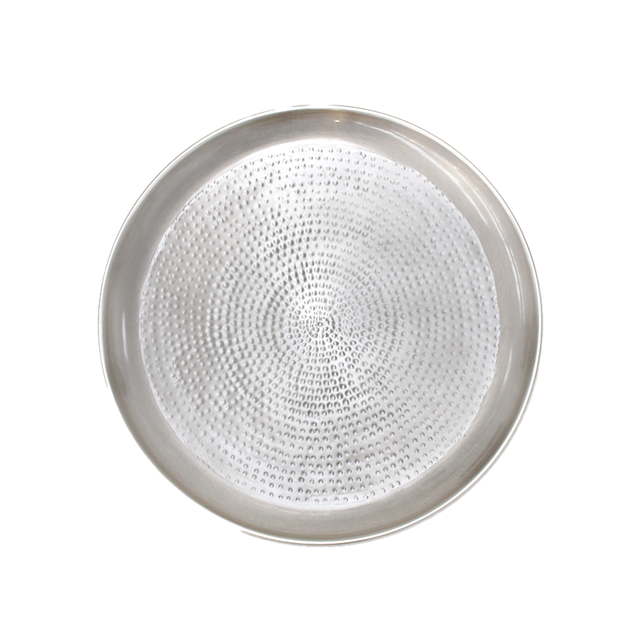 Hammered metal tray 32cm silver